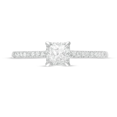 0.37 CT. T.W. Princess-Cut Diamond Hidden Frame Engagement Ring in 10K White Gold