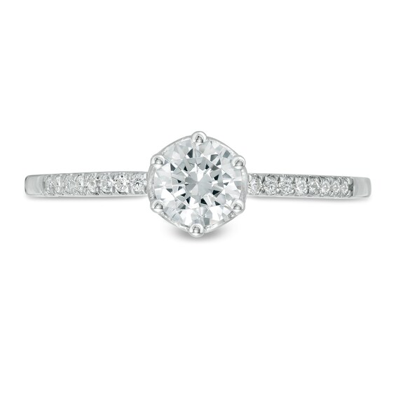 0.45 CT. T.W. Diamond Scalloped Setting Engagement Ring in 10K White Gold