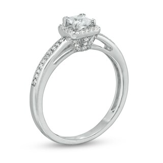 0.45 CT. T.W. Princess-Cut Diamond Cushion Frame Engagement Ring in 10K White Gold