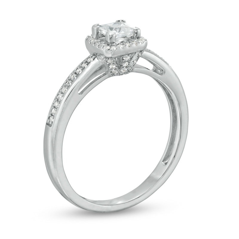 Main Image 3 of 0.45 CT. T.W. Princess-Cut Diamond Cushion Frame Engagement Ring in 10K White Gold