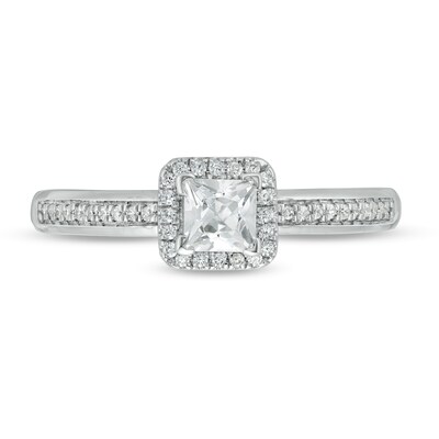 0.45 CT. T.W. Princess-Cut Diamond Cushion Frame Engagement Ring in 10K White Gold