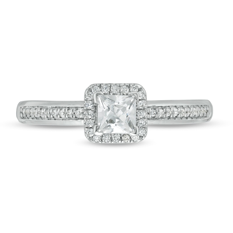 0.45 CT. T.W. Princess-Cut Diamond Cushion Frame Engagement Ring in 10K White Gold|Peoples Jewellers