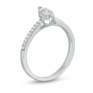 0.37 CT. T.W. Marquise Diamond Hidden Frame Engagement Ring in 10K White Gold