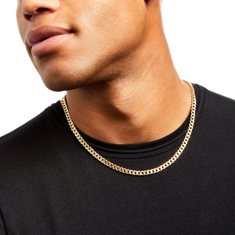 5.7mm Cuban Curb Chain Necklace in Hollow 10K Gold - 20"|Peoples Jewellers