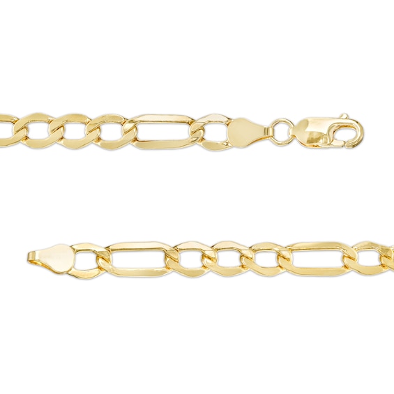 6.5mm Figaro Chain Bracelet in Hollow 10K Gold - 8.5"