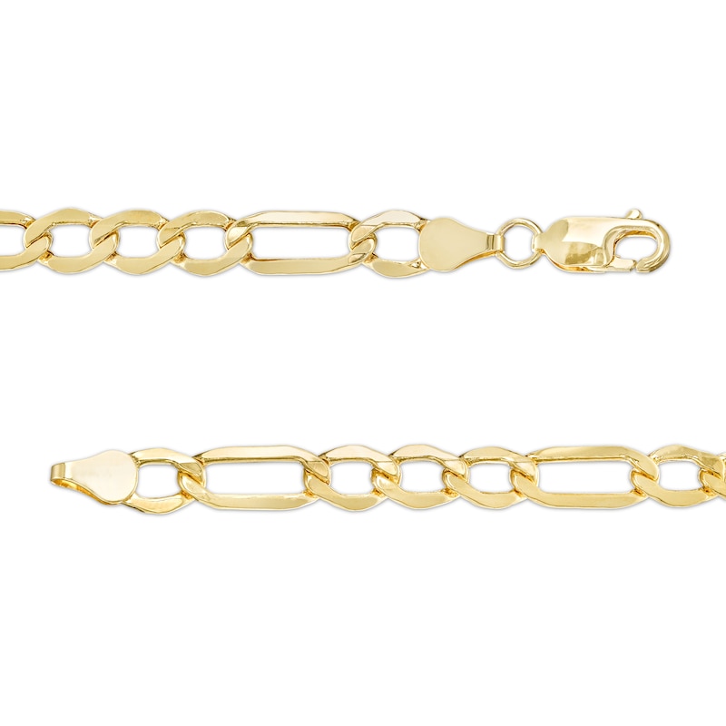 6.5mm Figaro Chain Bracelet in Hollow 10K Gold - 8.5"