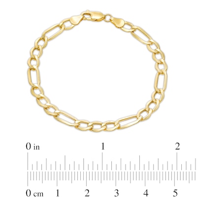 6.5mm Figaro Chain Bracelet in Hollow 10K Gold - 8.5"