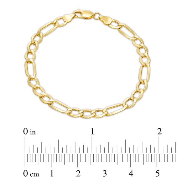 6.5mm Figaro Chain Bracelet in Hollow 10K Gold - 8.5"