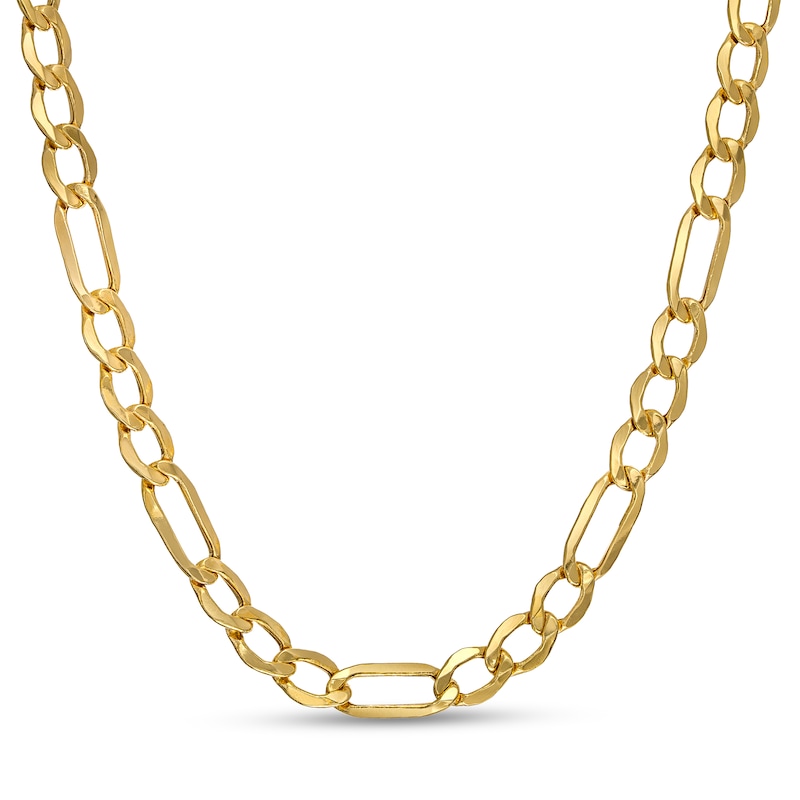 6.5mm Figaro Chain Necklace in Hollow 10K Gold - 22"