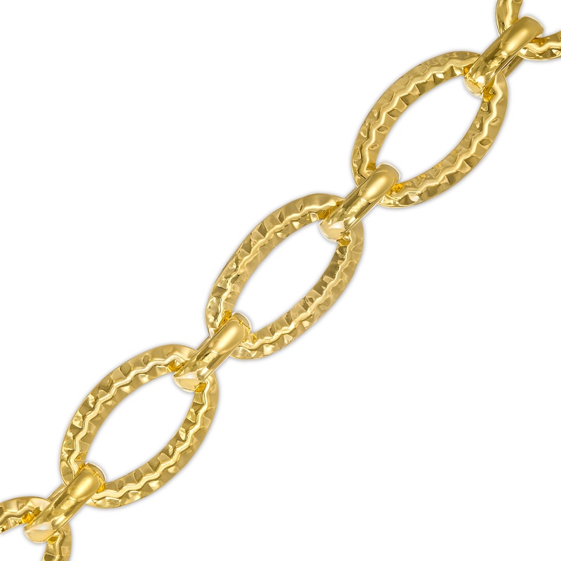 8.75mm Diamond-Cut Oval Link Chain Bracelet in Hollow 10K Gold - 7.5"|Peoples Jewellers