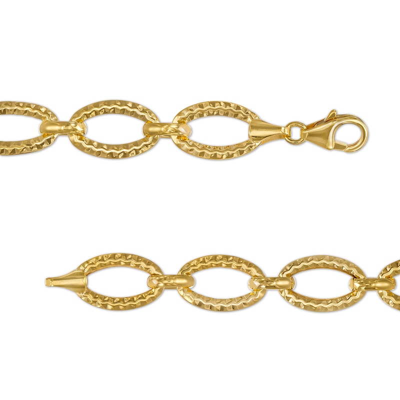 8.75mm Diamond-Cut Oval Link Chain Bracelet in Hollow 10K Gold - 7.5"|Peoples Jewellers