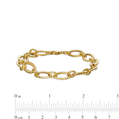 8.75mm Diamond-Cut Oval Link Chain Bracelet in Hollow 10K Gold - 7.5"