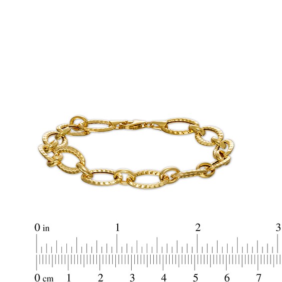 8.75mm Diamond-Cut Oval Link Chain Bracelet in Hollow 10K Gold - 7.5"