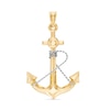 Diamond-Cut Anchor with Rope Necklace Charm in 10K Gold