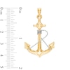 Diamond-Cut Anchor with Rope Necklace Charm in 10K Gold