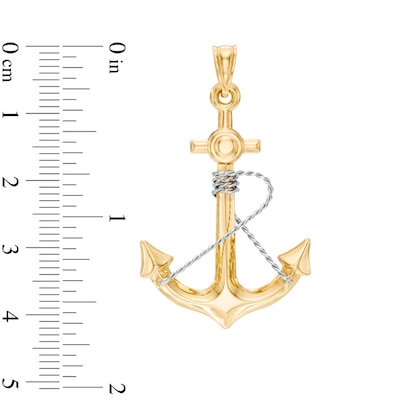 Diamond-Cut Anchor with Rope Necklace Charm in 10K Gold