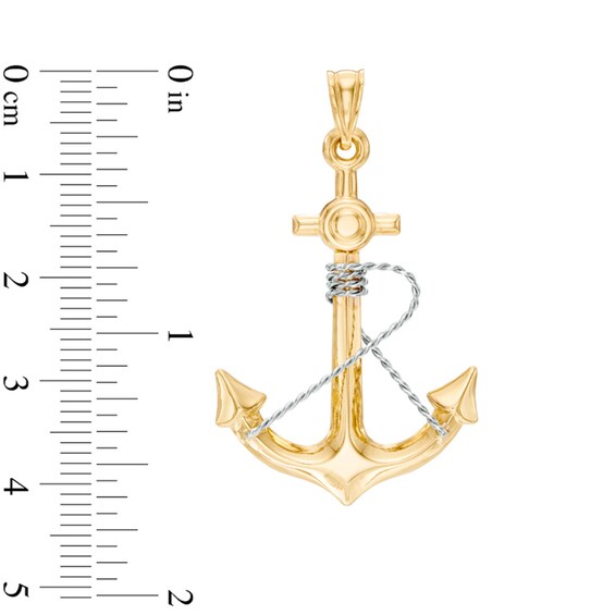 Diamond-Cut Anchor with Rope Necklace Charm in 10K Gold