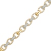 Thumbnail Image 0 of Men's 0.33 CT. T.W. Diamond Open Oval and Bamboo Link Bracelet in 10K Gold - 8.5"