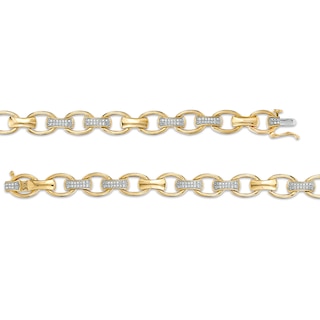 Men's 0.33 CT. T.W. Diamond Open Oval and Bamboo Link Bracelet in 10K Gold - 8.5"