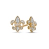 Men's 0.085 CT. T.W. Diamond Milgrain Fleur-de-Lis Stud Earrings in 10K Gold