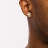 Thumbnail Image 1 of Men's 0.085 CT. T.W. Diamond Milgrain Fleur-de-Lis Stud Earrings in 10K Gold