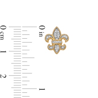 Men's 0.085 CT. T.W. Diamond Milgrain Fleur-de-Lis Stud Earrings in 10K Gold