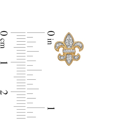 Men's 0.085 CT. T.W. Diamond Milgrain Fleur-de-Lis Stud Earrings in 10K Gold