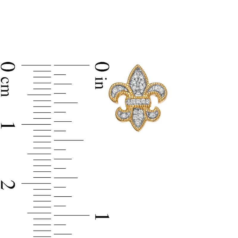 Men's 0.085 CT. T.W. Diamond Milgrain Fleur-de-Lis Stud Earrings in 10K Gold|Peoples Jewellers