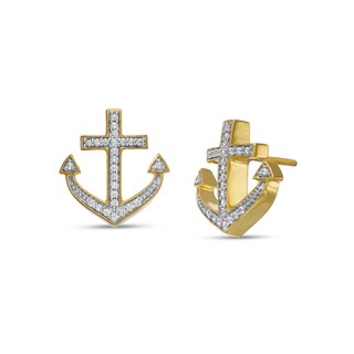 Men's 0.145 CT. T.W. Diamond Anchor Stud Earrings in 10K Gold