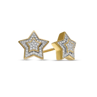 Men's 0.23 CT. T.W. Star Composite Diamond Frame Two-Tier Stud earrings in 10K Gold