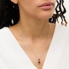 Thumbnail Image 1 of Oval and Pear-Shaped Garnet with Lab-Created White Sapphire Duo Pendant in Sterling Silver