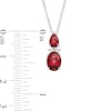 Thumbnail Image 2 of Oval and Pear-Shaped Garnet with Lab-Created White Sapphire Duo Pendant in Sterling Silver