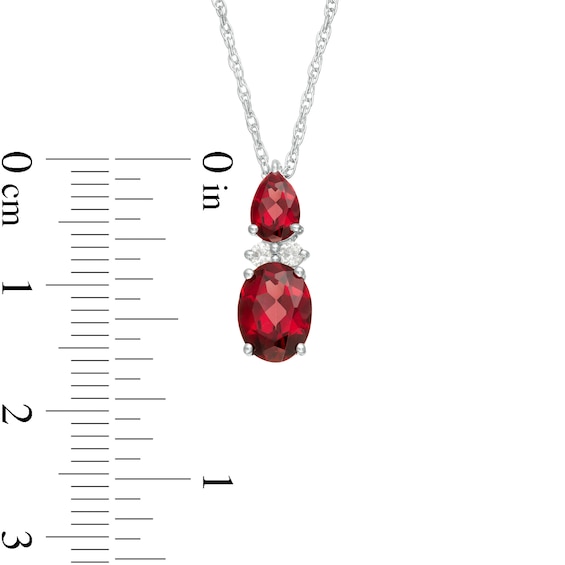 Oval and Pear-Shaped Garnet with Lab-Created White Sapphire Duo Pendant in Sterling Silver