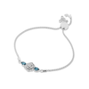 Thumbnail Image 0 of Enchanted Disney Cinderella Pear-Shaped London Blue Topaz and 0.085 CT. T.W. Diamond Bolo Bracelet in Sterling Silver - 9"