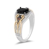 Enchanted Disney Villains Evil Queen Oval Onyx, Garnet and 0.145 CT. T.W. Diamond Ring in Sterling Silver and 10K Gold