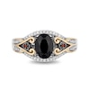 Enchanted Disney Villains Evil Queen Oval Onyx, Garnet and 0.145 CT. T.W. Diamond Ring in Sterling Silver and 10K Gold