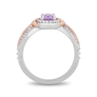 Enchanted Disney Rapunzel Oval Amethyst and 0.145 CT. T.W. Diamond Ring in Sterling Silver and 10K Rose Gold