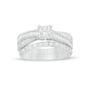 1.45 CT. T.W. Baguette and Round Diamond Twist Shank Bridal Set in 14K White Gold