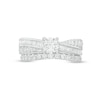 1.45 CT. T.W. Baguette and Round Diamond Twist Shank Bridal Set in 14K White Gold