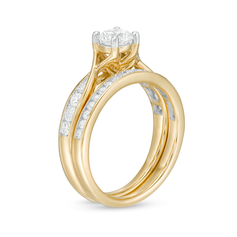 Main Image 3 of 0.95 CT. T.W. Diamond Crossover Bridal Set in 14K Gold