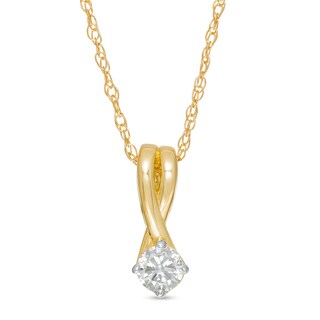 0.18 CT. Diamond Solitaire Swirl Pendant in 14K Gold (I/I2