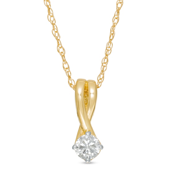 0.18 CT. Diamond Solitaire Swirl Pendant in 14K Gold (I/I2