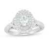 Thumbnail Image 0 of Vera Wang Love Collection 1.06 CT. T.W. Oval Diamond Double Frame Engagement Ring in 14K White Gold