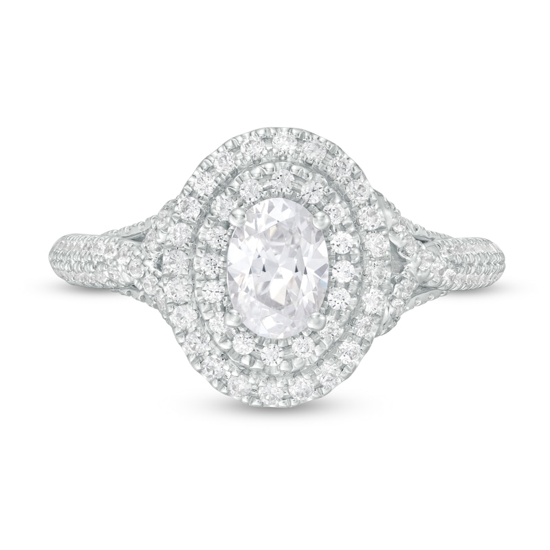 Vera Wang Love Collection 1.06 CT. T.W. Oval Diamond Double Frame Engagement Ring in 14K White Gold
