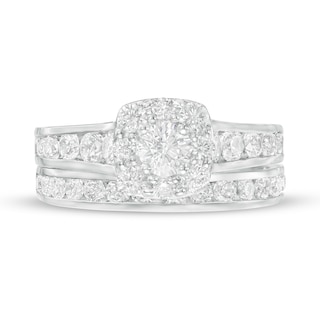 2.00 CT. T.W. Certified Canadian Diamond Cushion Frame Bridal Set in 14K White Gold (I/I2)