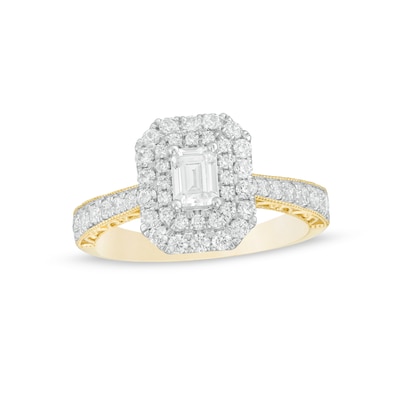 1.20 CT. T.W Certified Canadian Emerald-Cut Diamond Frame Engagement Ring in 14K Gold (I/SI2)