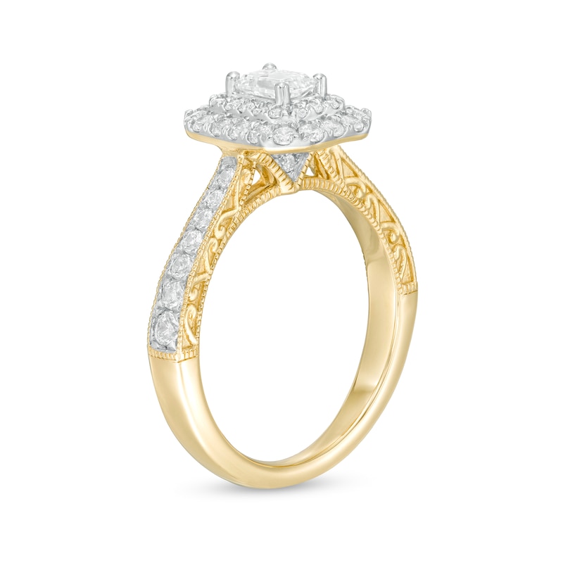 1.20 CT. T.W Certified Canadian Emerald-Cut Diamond Frame Engagement Ring in 14K Gold (I/SI2)|Peoples Jewellers