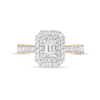 1.20 CT. T.W Certified Canadian Emerald-Cut Diamond Frame Engagement Ring in 14K Gold (I/SI2)