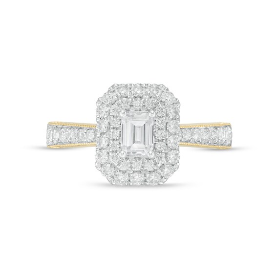 1.20 CT. T.W Certified Canadian Emerald-Cut Diamond Frame Engagement Ring in 14K Gold (I/SI2)