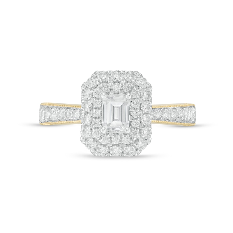 1.20 CT. T.W Certified Canadian Emerald-Cut Diamond Frame Engagement Ring in 14K Gold (I/SI2)|Peoples Jewellers